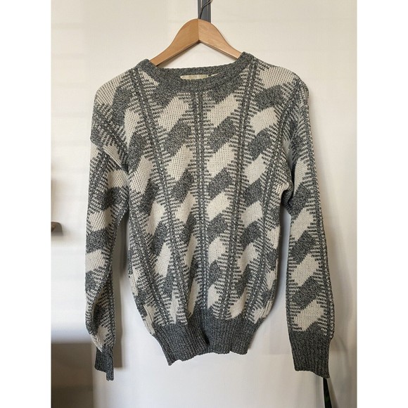 Vintage Michael Gerald Gray and White Geometric Pattern Sweater Mens Size Small - Picture 1 of 8